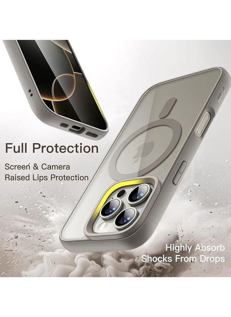 Denx - Magnetic Case for iPhone 16 Pro Case, Compatible with MagSafe, Plating Luxury Cover, Clear Soft TPU Shockproof Protective Phone Case, (Natural Titanium) - Image 1