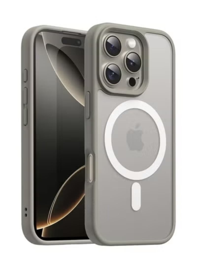 أكاليكس حافظة مغناطيسية لهاتف iPhone 16 Pro، متوافقة مع MagSafe، غطاء فاخر مطلي، حافظة هاتف واقية شفافة ناعمة من مادة TPU مقاومة للصدمات، (تيتانيوم طبيعي) - Image 1