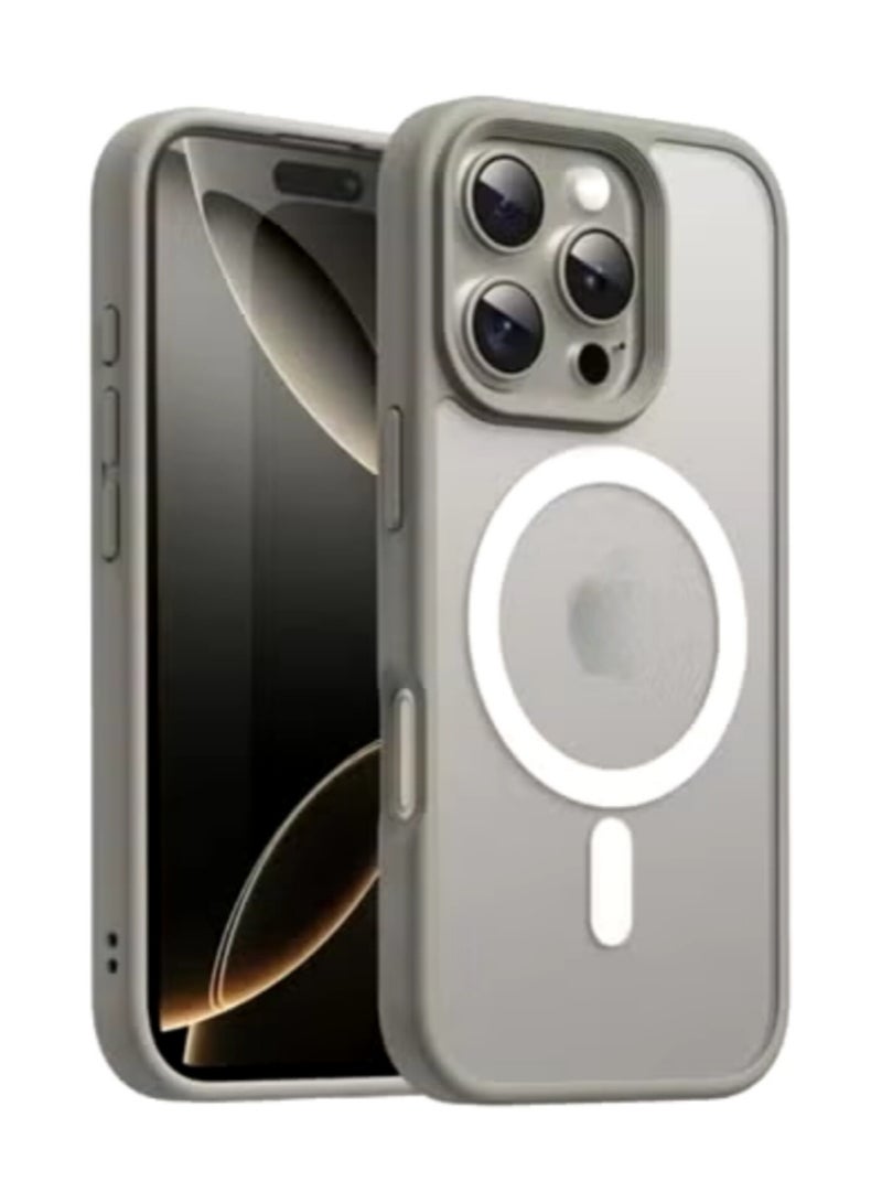 ACLIX Magnetic Case for iPhone 16 Pro Case, Compatible with MagSafe, Plating Luxury Cover, Clear Soft TPU Shockproof Protective Phone Case, (Natural Titanium) - Image 1