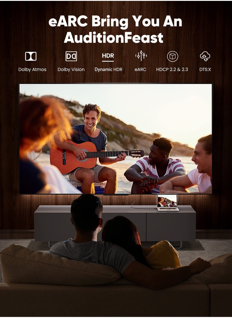 إكسبجلوبال - كابل HDMI ARC/eARC 8K HDMI لمكبرات الصوت 6.6 قدم، كابل HDMI 2.1 Dolby Atmos 48 جيجابت في الثانية HDMI عالي السرعة HDMI، 3 م - Image 1