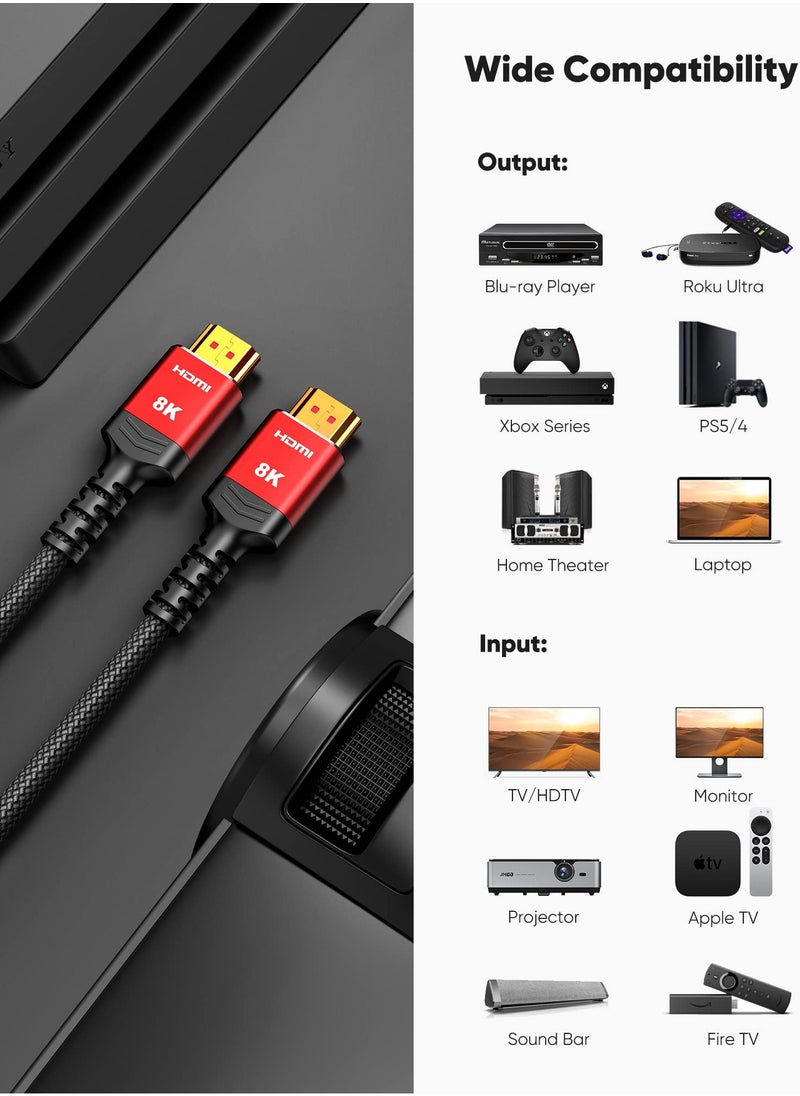 إكسبجلوبال - كابل HDMI ARC/eARC 8K HDMI لمكبرات الصوت 6.6 قدم، كابل HDMI 2.1 Dolby Atmos 48 جيجابت في الثانية HDMI عالي السرعة HDMI، 3 م - Image 1