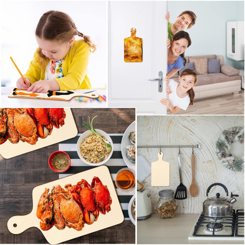 Marsui 36 Pcs Wooden Mini Cutting Board with Handle Unfinished Wood Craft Mini Charcuterie Boards Paddle Blank Small Chopping Plank for DIY Kitchen Cooking Vegetables Decor(9.4 x 5.1 Inch) - Image 4