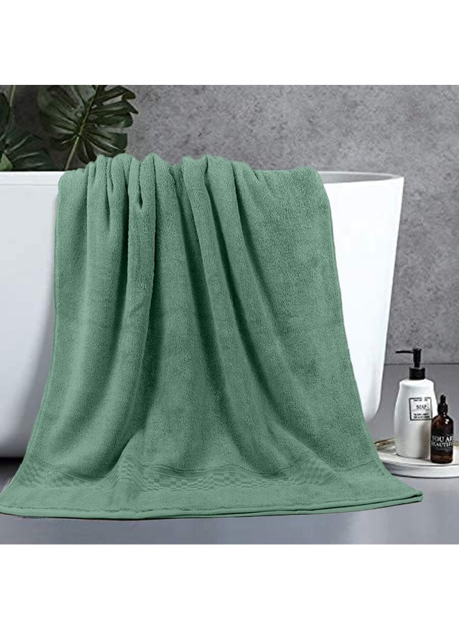 BYFT Home Ultra (Green) Premium Cotton Bath Towel (70 X 140 Cm-Set Of 1) Highly Absorbent, High Quality Bath Linen With Checkered Dobby 550 Gsm  - Image 1