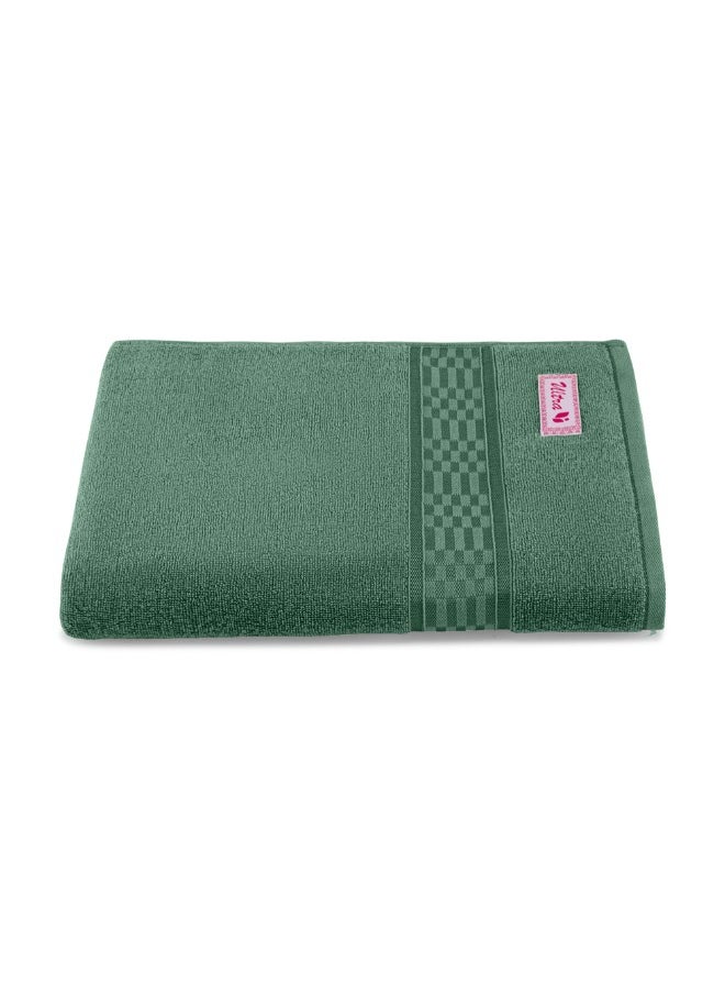 BYFT Home Ultra (Green) Premium Cotton Bath Towel (70 X 140 Cm-Set Of 1) Highly Absorbent, High Quality Bath Linen With Checkered Dobby 550 Gsm  - Image 2