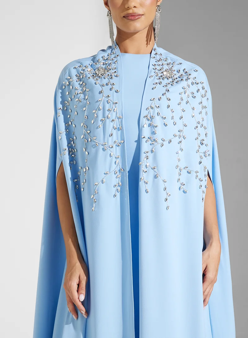 Akadia Fashion EMBELLISHED CAPE 2PCS CREPE DRESS
