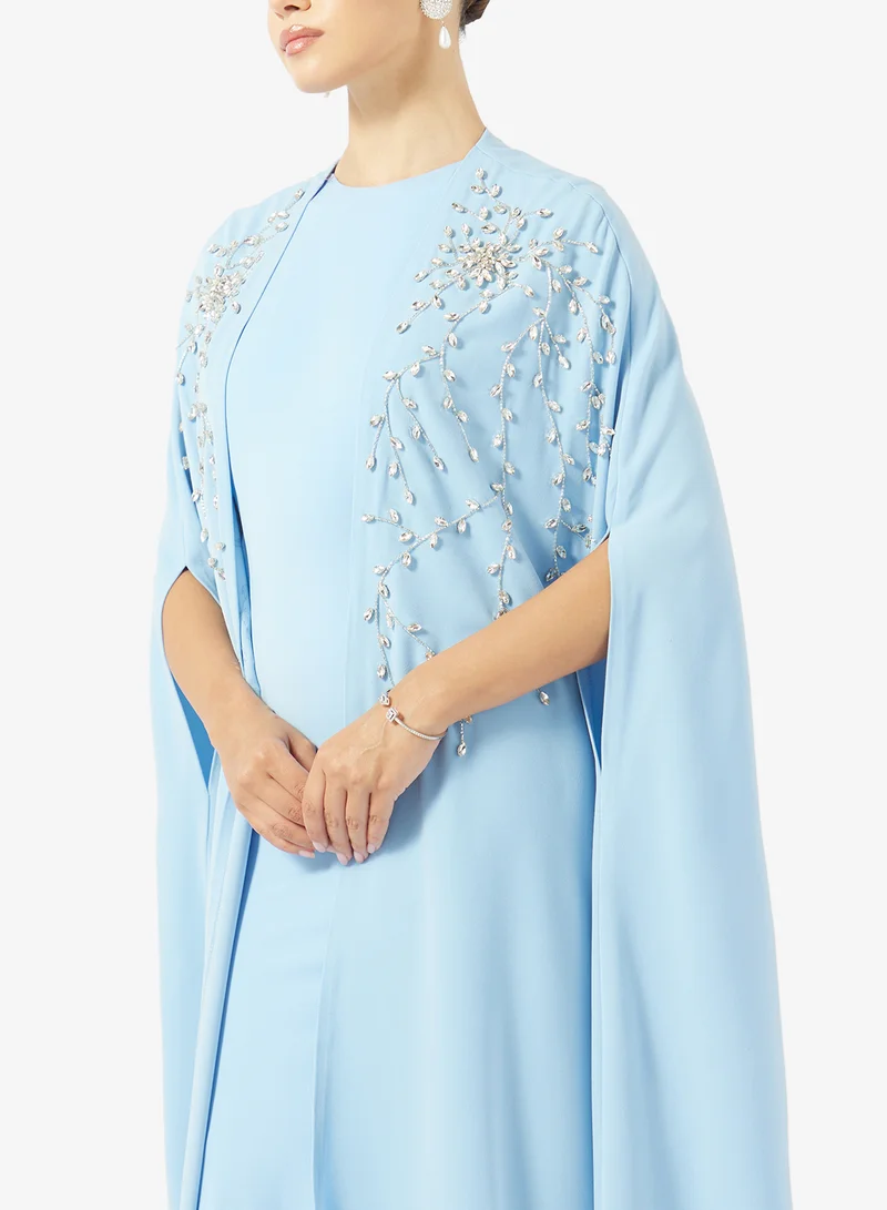 Akadia Fashion  EMBELLISHED CAPE 2PCS CREPE DRESS for Women | Best Price UAE