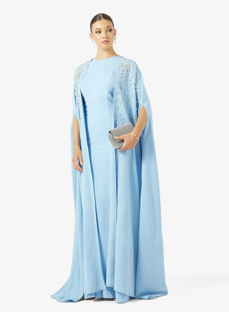 Akadia Fashion  EMBELLISHED CAPE 2PCS CREPE DRESS for Women | Best Price UAE
