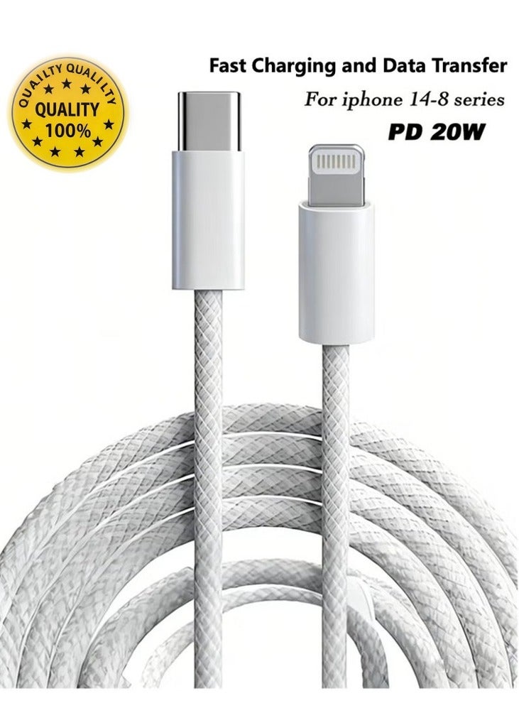 زاڤي سلك شاحن ايفون اصلي مع شريحة أصلية، Lightning إلى USB C كيبل شحن سريع، متانة لا تضاهى لهواتف iPhone 14 و 14 Pro و 14 Plus و 14 Pro Max و 13 و iPad Pro وجميع إصدارات iPhone 8-13 - Image 1