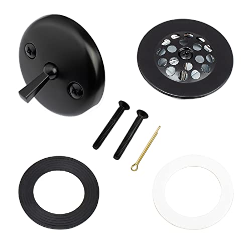 Artiwell Matte Black Trip Lever Tub Trim Kit Set with Trip Lever Overflow Face Plate, No putty Gasket,Trip Lever Bathtub Drain with Strainer, Overflow and Matching Screws, No putty installation By Artiwell - Image 1
