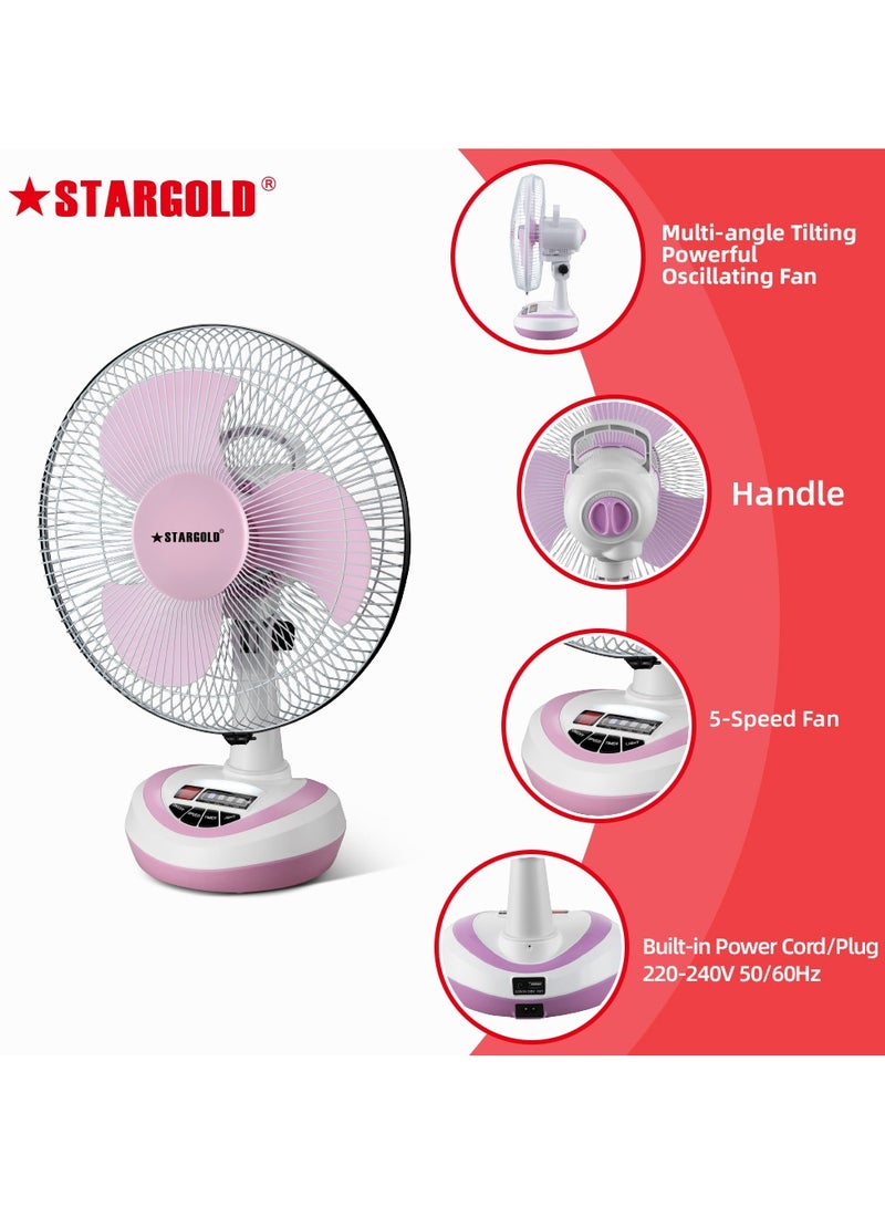 Stargold Rechargeable Oscillating Fan 5 Speed Fan 12inch 22W - Image 4
