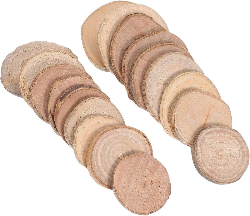 18pcs Natural Wood Slices DIY Craft Wooden Discs 5-8cm Tree Bark Round Cutouts for Miniature Model Making and Wedding Decorations - Image 1