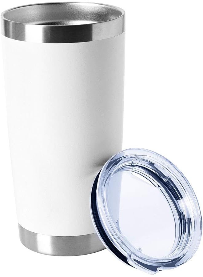 S-TOP 20oz Tumblers Bulk Stainless Steel Cup with Lid Double Wall Vacuum Insulated Coffee Mug for Cold & Hot Drinks 1 Pack, White - Image 1
