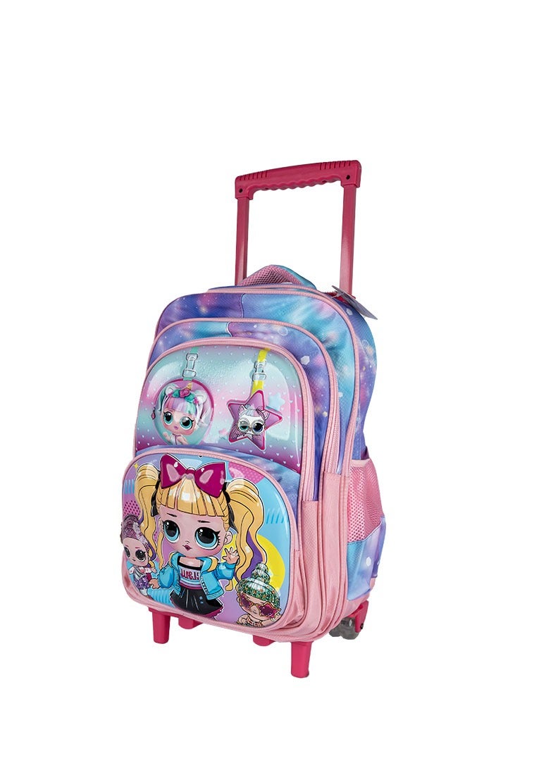 Girl Rolling School Bag 16.5" 3pcs Sets, Lunch Box and pencil case , - Image 2