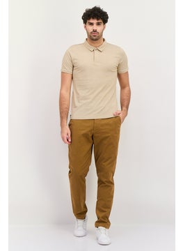 Threadbare Men Regular Fit Allover Printed Short Sleeves Polo, Beige  - Image 3