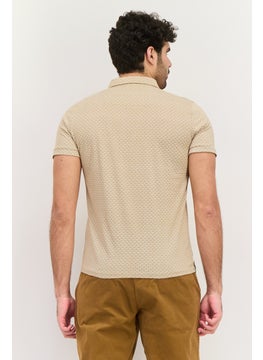 Threadbare Men Regular Fit Allover Printed Short Sleeves Polo, Beige  - Image 2