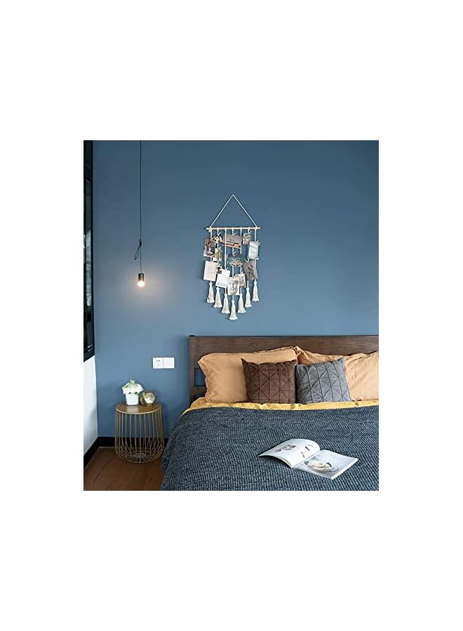 The Bros Wall Hanging Photo Card Display With Wood Clips Hanging Pictures Organizer Bohemian Handmade Woven Tapestry Home Decor, 27"L x 17''W - Image 5