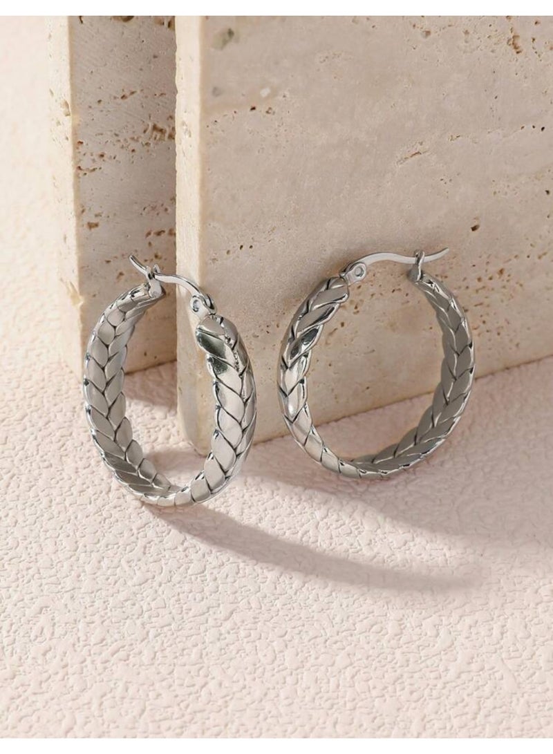 Elegance Trendy & High Quality Stainless Steel Silver Plated Earrings For Women - Image 1