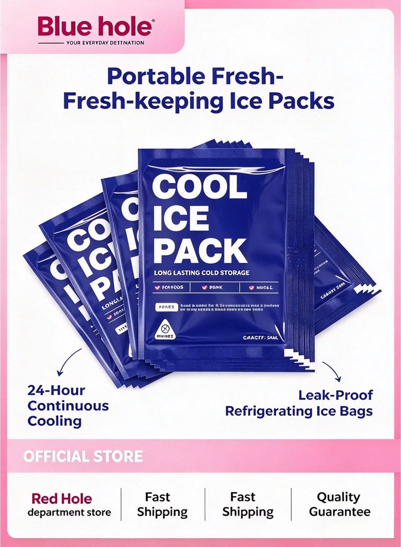 BlueHole Portable Fresh‑keeping Ice Packs, 10‑Piece, 24‑Hour Continuous Cooling, Leak‑Proof Refrigerating Ice Bags for Lunch Boxes & Takeout - Image 1