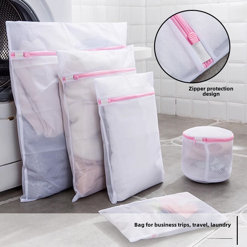 Large Fine Mesh Laundry Bag Washing Machine Filter Pink Zipper [fine mesh]] 