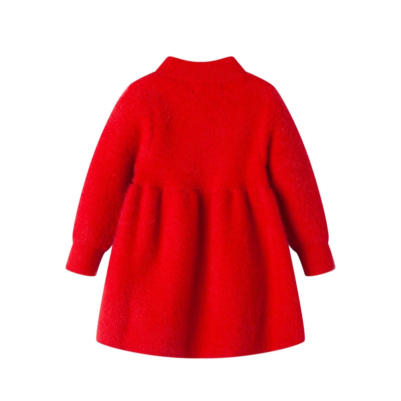 Mud Kingdom Chinese Luner New Year Sweater Dress for Toddler Girls Traditional Fuzzy Red 4T - Image 5