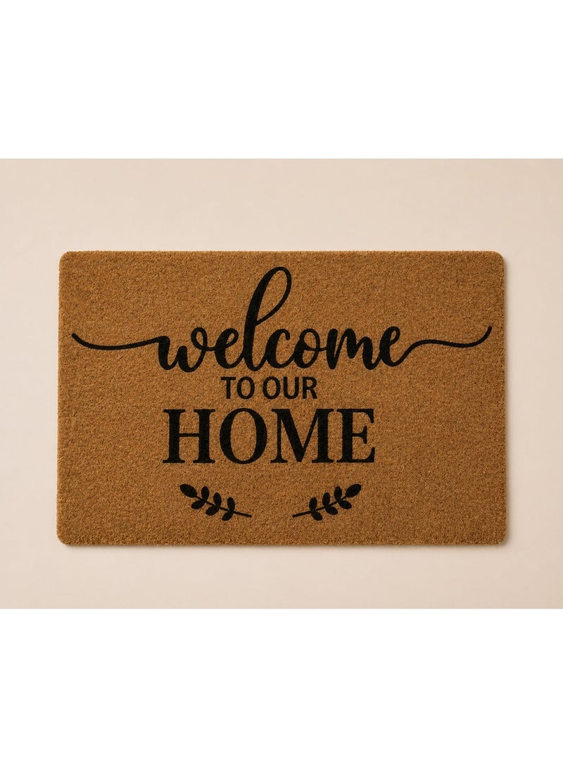 Welcome Door Mat Greeting Design Brown Color 40×60 cm - Image 1