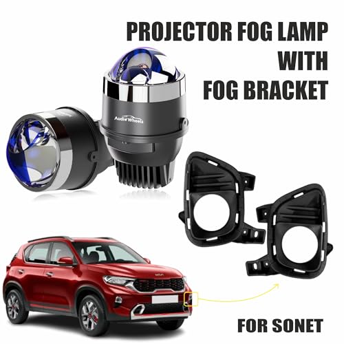 Audio Wheels 3" LED Projector Fog Lamp with Cover - 120W, Tri-Color (White/Warm/Yellow) | Single Beam | with Blue Tint Film | 12V/24V Fog Light for Car & Vehicle Modification | For Kia Sonet - Image 2