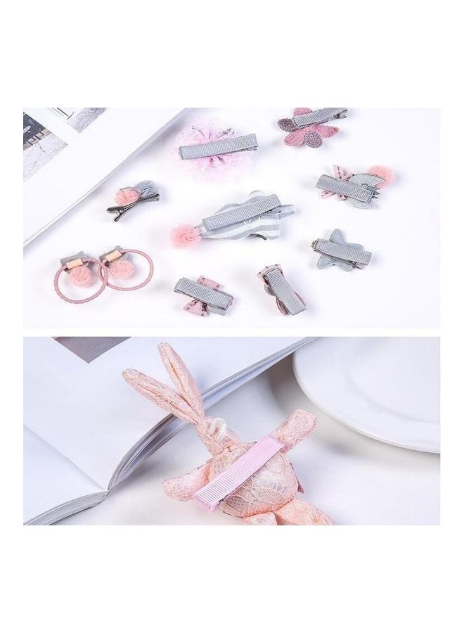 BGM 10-Piece Cartoon Children Bow Hair Rope Rabbit Ears Lace Princess Band Grey - Image 5
