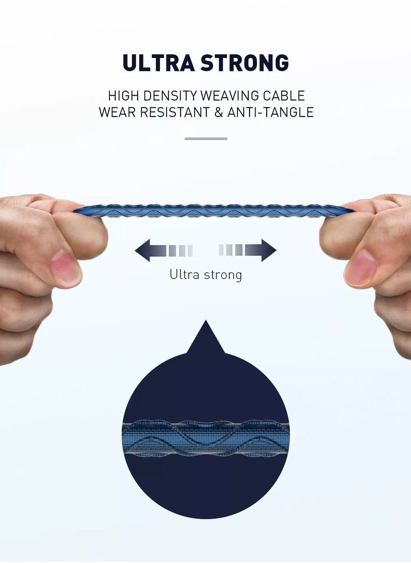 USB C Cable 2.4A Fast Charging 1M Cord Nylon Braided USB Type C Charging Cable With 7 LED Indicator   Compatible for Samsung S21 S20 Note 20 10 9 Huawei P30 P20 Lite