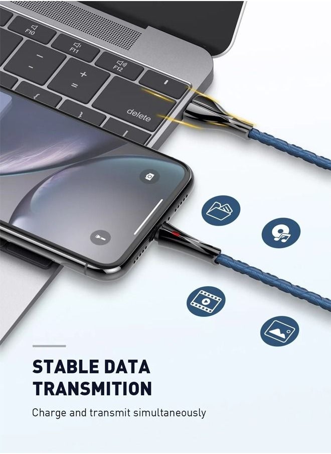 USB C Cable 2.4A Fast Charging 1M Cord Nylon Braided USB Type C Charging Cable With 7 LED Indicator   Compatible for Samsung S21 S20 Note 20 10 9 Huawei P30 P20 Lite