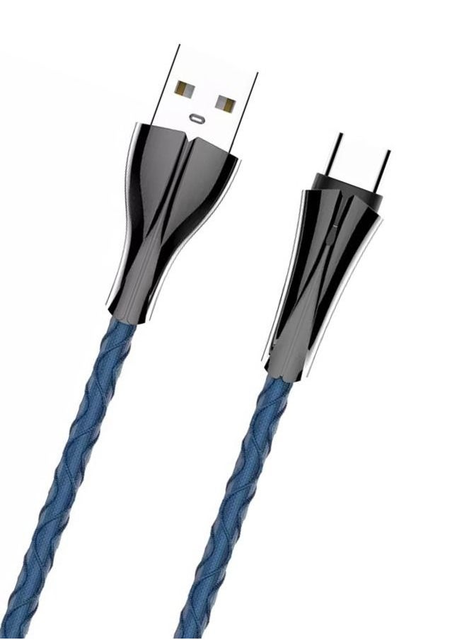 USB C Cable 2.4A Fast Charging 1M Cord Nylon Braided USB Type C Charging Cable With 7 LED Indicator   Compatible for Samsung S21 S20 Note 20 10 9 Huawei P30 P20 Lite