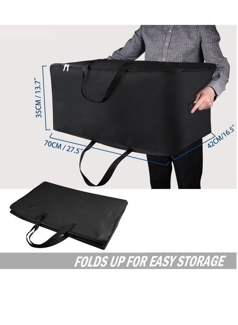 DUNISO 100L 600D Oxford Cloth Oversized Storage Bag with Double Zipper 3 Handle Waterproof Tote Foldable Storage Box Pillow Case Clothing Storage Bag(Black) - Image 3