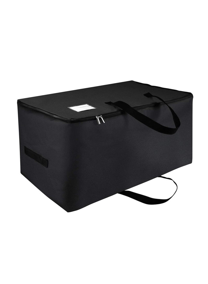 DUNISO 100L 600D Oxford Cloth Oversized Storage Bag with Double Zipper 3 Handle Waterproof Tote Foldable Storage Box Pillow Case Clothing Storage Bag(Black) - Image 2