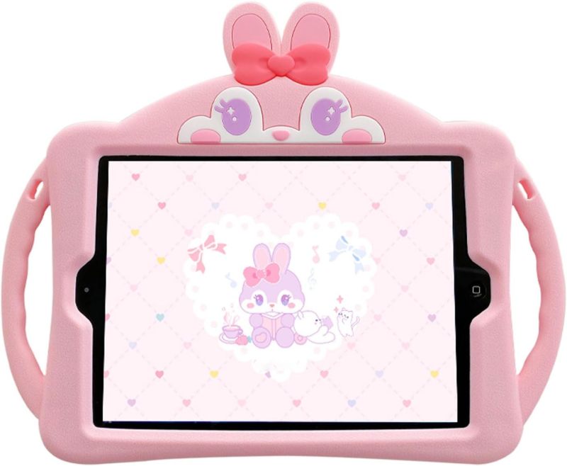 Kids Ipad Case 10.2-Inch Multi-Layer Shock-Absorbing Design - Adjustable Shoulder Strap Built-In Stand Pink Case for Active Kids - Image 3