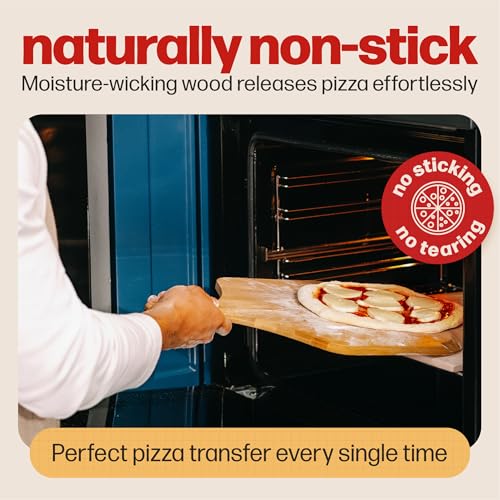 HANS GRILL Wooden Pizza Peel 12 Inch - Bamboo Wood Pizza Peel 12 Inch Paddle For Oven - Restaurant Grade Natural Bamboo Paddle, Multi-use Spatula - Large Wooden Board For Serving and Transferring - Image 5