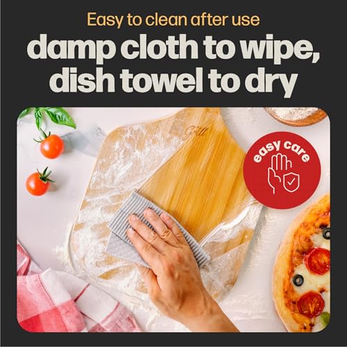 HANS GRILL Wooden Pizza Peel 12 Inch - Bamboo Wood Pizza Peel 12 Inch Paddle For Oven - Restaurant Grade Natural Bamboo Paddle, Multi-use Spatula - Large Wooden Board For Serving and Transferring - Image 4
