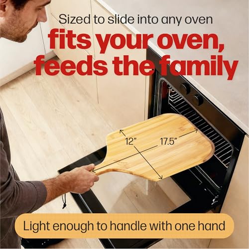 HANS GRILL Wooden Pizza Peel 12 Inch - Bamboo Wood Pizza Peel 12 Inch Paddle For Oven - Restaurant Grade Natural Bamboo Paddle, Multi-use Spatula - Large Wooden Board For Serving and Transferring - Image 2