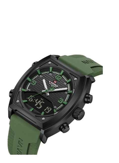 NAVIFORCE NF9242 Men’s Dynamic Racing Style Dual Display Multifunctional Watch, Silicone Strap, Luminous, Waterproof