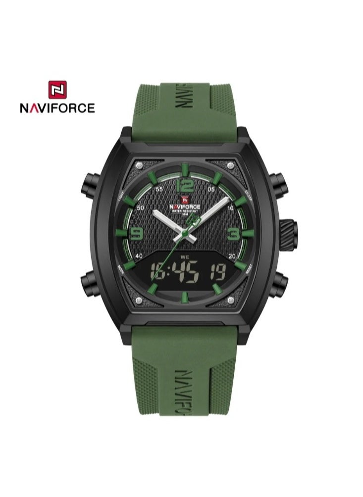 NAVIFORCE - NAVIFORCE NF9242 Men’s Dynamic Racing Style Dual Display Multifunctional Watch, Silicone Strap, Luminous, Waterproof - Image 1