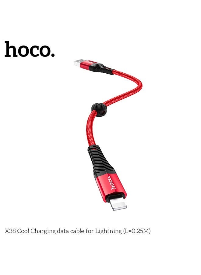 hoco. X38 Cool Charging Data Cable for iPhone – Ultra-Short 0.25 Meter Lightning Cable for Fast, Reliable Charging and Data Transfer, Durable Tangle-Free Design, Compatible with All Lightning iOS Devices, Perfect for Travel and Desk Use  - Image 3