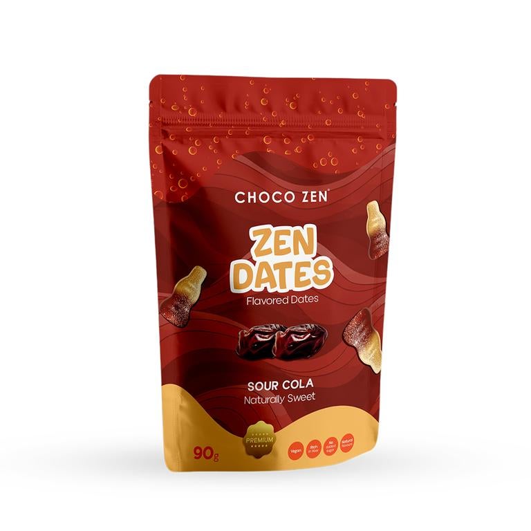 Zen Dates (90g, Sour Cola)Naturally Sweetened No Added Sugar Vegan & Plant-Based Snack Healthy Energy Boost for Travel, Work & Home High Dietary Fiber - Image 1