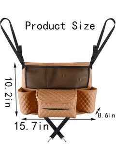 Digipace Car Organizer Bag, Between Seats Mesh Pocket, Car Large Capacity Back Storage, Purse Holder, Brown  - Image 3