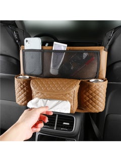 Digipace Car Organizer Bag, Between Seats Mesh Pocket, Car Large Capacity Back Storage, Purse Holder, Brown  - Image 2