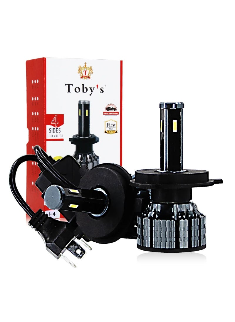 Toby's 2 Pieces H4 Car LED Headlight Bulbs Original 60W Power 6000 Lumens With Color Temperature 6500K  - Image 1
