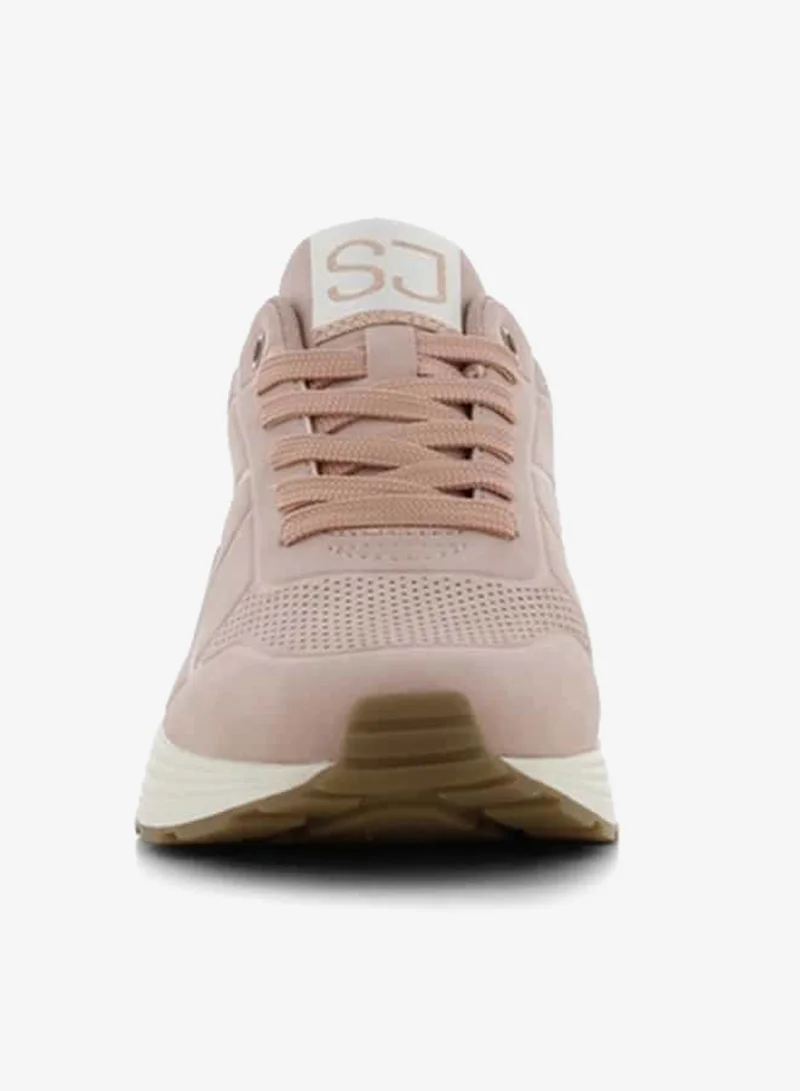 SJ Women's Textured Sneakers with Lace-Up Closure