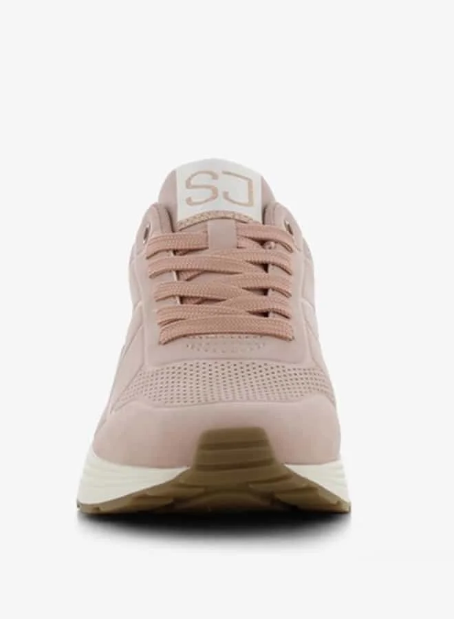 SJ Women's Textured Sneakers with Lace-Up Closure