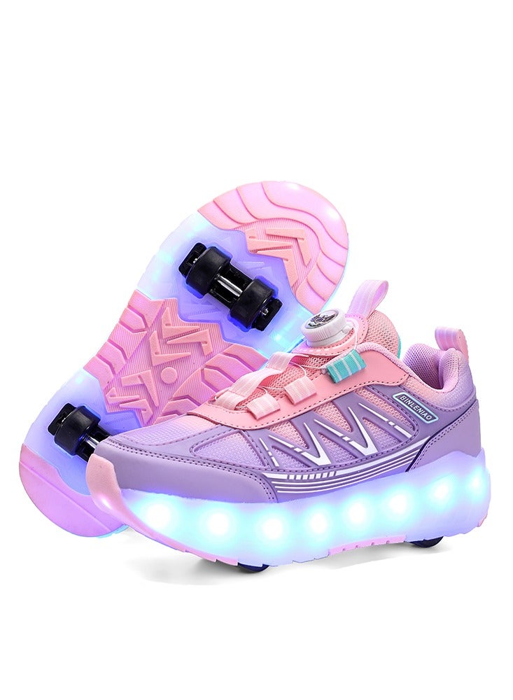 Loquat Roller Skates 4 Wheels Shoes for Kids New Upgrade Skates Sneakers LED Light Up Rechargeable Sport Sneaker for Boys Girls Beginner More Balanced - Image 1