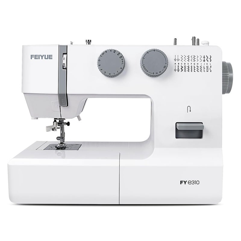 FEIYUE FYe310 Full Size Sewing Machine with Foot Pedal Heavy Duty  Portable Powerful Servo Motor 25 Builtin Stitches 6 Bobbins  5 Included Sewing Feet White