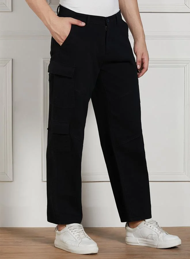 دينيس لينغو بنطلون كارجو رجالي أسود بقصة مريحة – أنيق وعملي