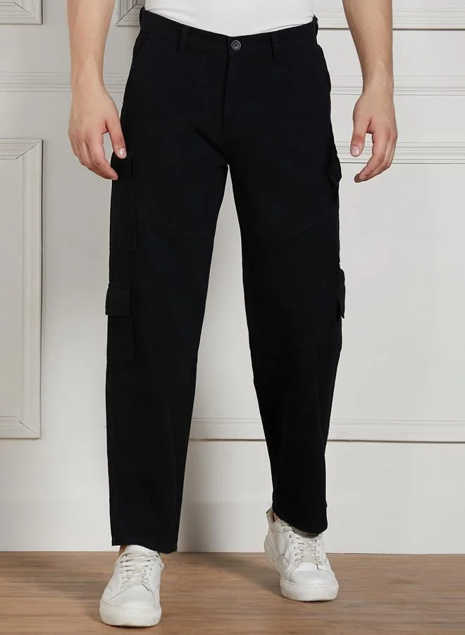 Dennis Lingo black Men’s Relaxed Fit Black Cargo Trousers – Sleek and Functional for Men | Best Price UAE