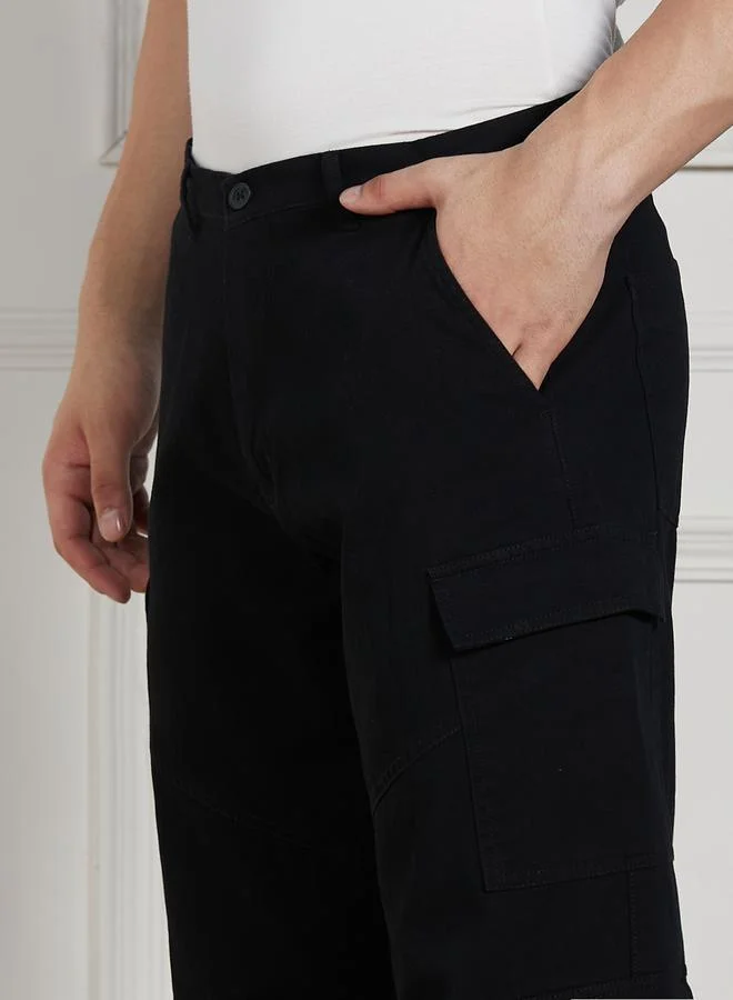 Dennis Lingo black Men’s Relaxed Fit Black Cargo Trousers – Sleek and Functional for Men | Best Price UAE